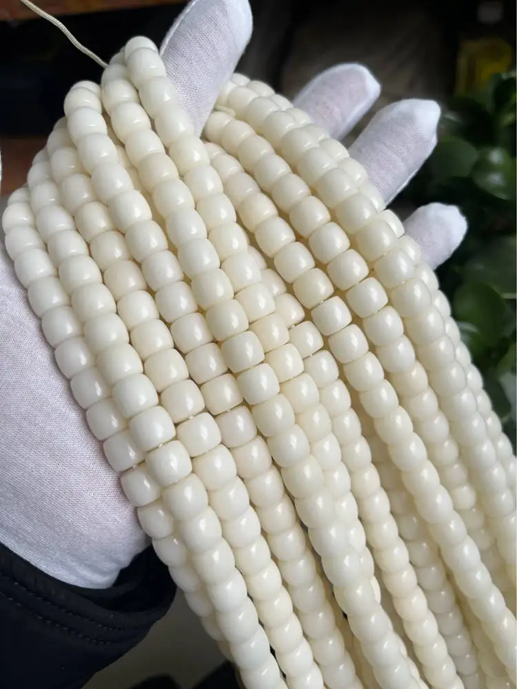 Natural White Bodhi Beads 108 +6 Barrel beads for Making Mala 8/10/11/13mm Talipot Palm Bodhi Beads TSB0281