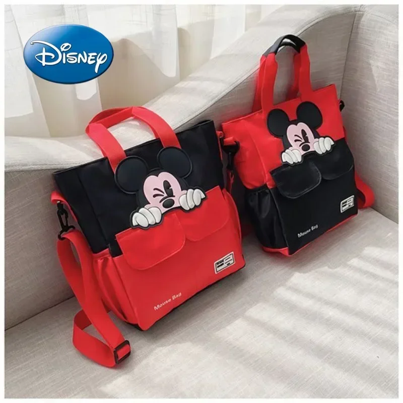 2024 New Disney Mickey Cartoon Print Children\'s Tutorial Bag Primary School Handbag Large Capacity Shoulder Messenger Bag