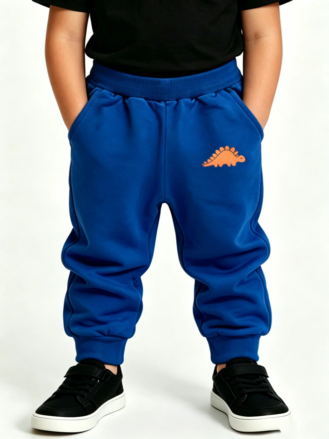 Blue Children's Dinosaur Print Sweatpants Elastic Waist Jogging Pants Four Seasons Boys & Girls Enfant Trousers With Pockets