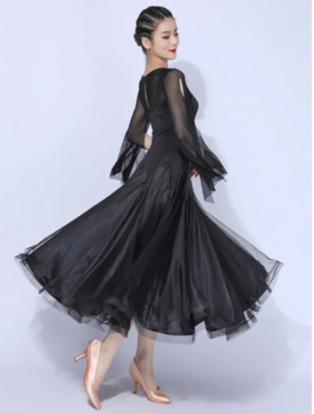 여성 볼룸 댄스 대회 드레스 왈츠 공연 의상 2 색 성인 댄스 파티 국가 표준 댄스 드레스 yj025