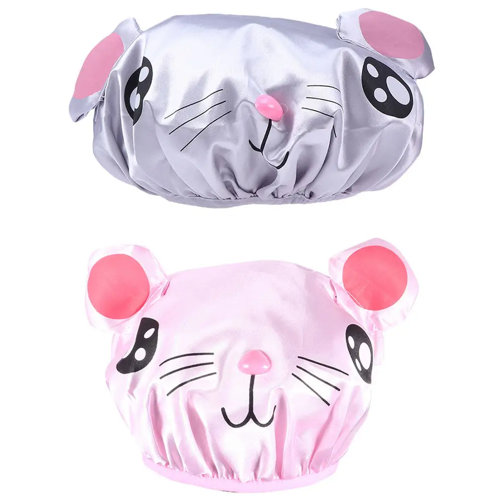 

Детская шапочка для купания, 2 шт., с мультяшным рисунком, эластичная, удобная, моющаяся, многоразовая, из полиэфирного волокна, для защиты волос малышей