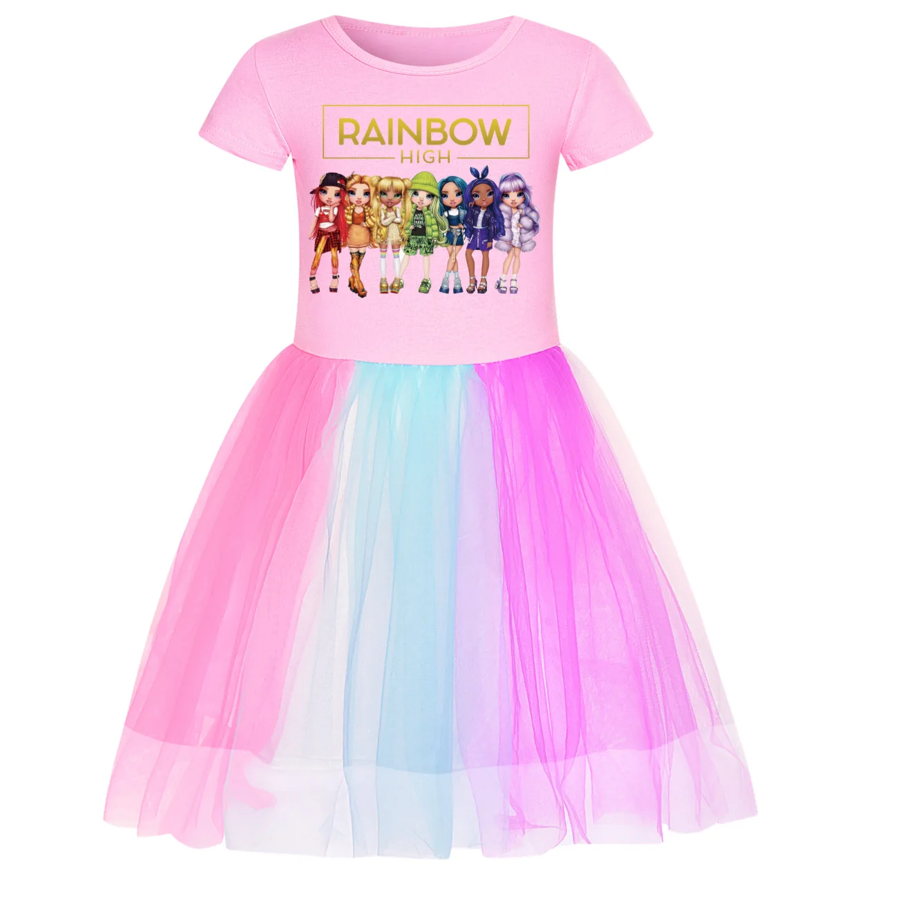 rainbow high Newest Fashion Dresses for Girls Cotton Girls Sparkle Dress Unicorn Princess Dress for Girls Summer Clothes 3317