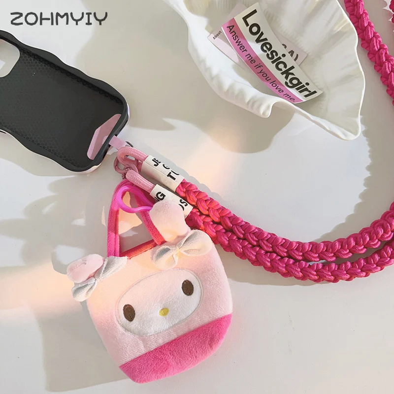 Sanrio Cartoon Cute Wallet Phone Chain Pendant Cellphone Strap Rope Coin Change Earphone Bag Decoration Key Ring Keychain