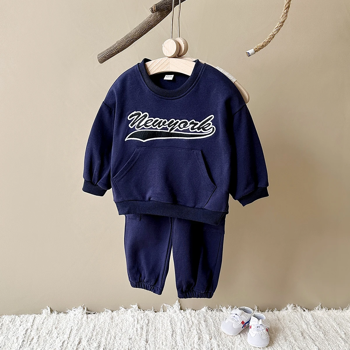 Spring Autumn Infant Baby Boys Clothes Sets New York Long Sleeve Pullover+Pants Sports Suit Kids Clothing Loose Set Baby Girls