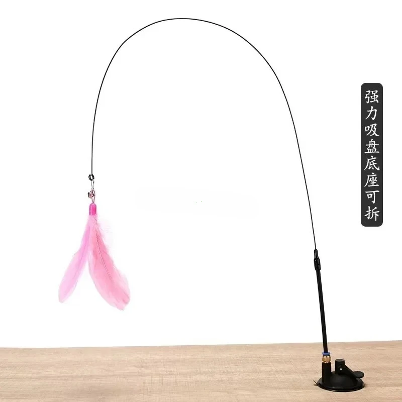 1Pc Cat Teaser Stick Interactive Toy Feather Teaser Stick Wand Pet Feather Refill Replacement Catcher Product For Cat Exercise