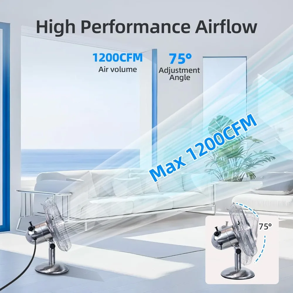 مروحة طاولة ريترو مقاس 12 بوصة، مروحة مكتب معدنية بالكامل مع 3 سرعات قابلة للتعديل و80 °   تذبذب واسع، مثالي لغرفة النوم والمكتب