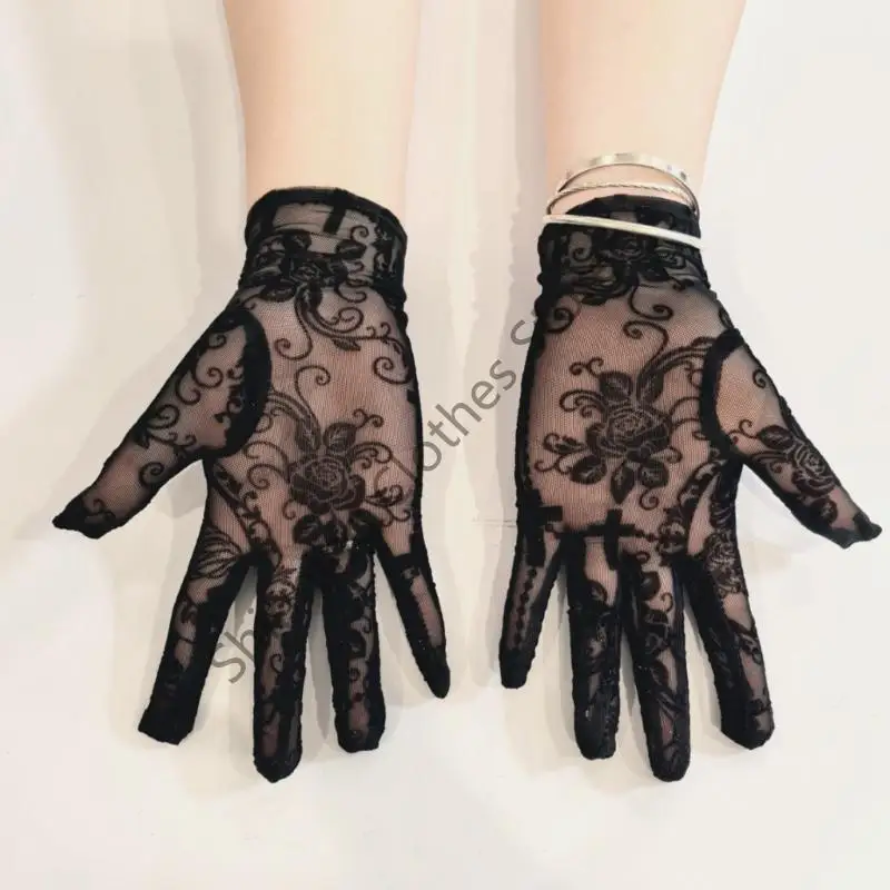 M68A بسط هيكل عظمي من الدانتيل الصلبان قفازات خفيفة الوزن القوطية Handwear ملحق الطرف
