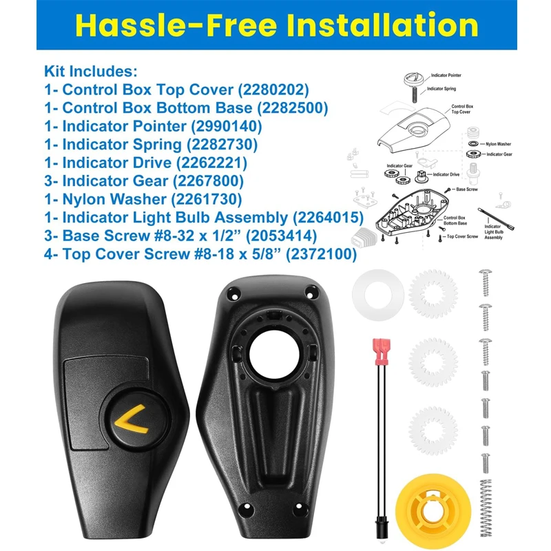 

Marine Foot Control Repair Kit Ship Top Cover Control Box Housing & Gear Kit for Minn Kota Fortrex & Maxxum Trolling Motors