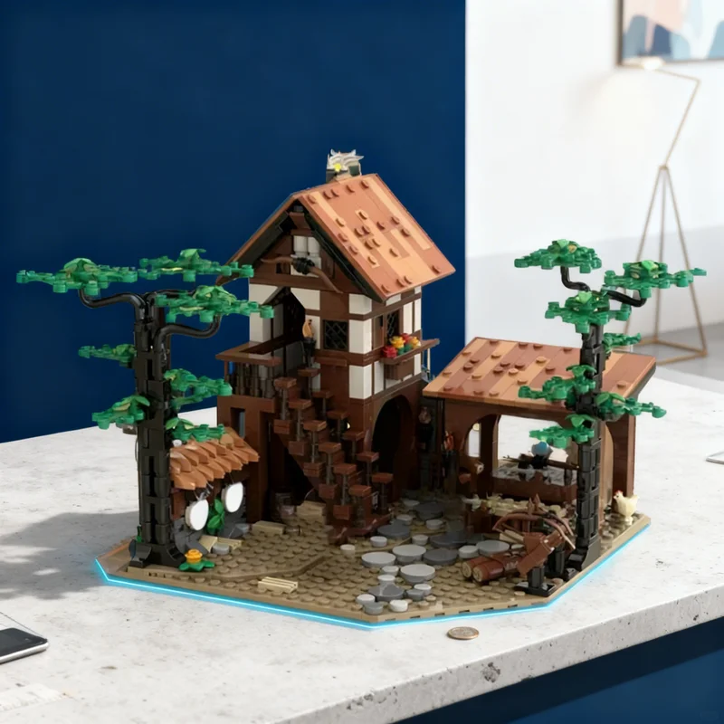 

908pcs MOC Archery Range Fitting To Castle Lion Knights Model Building Blocks Creative DIY Gift Display Decor Assemble Premium