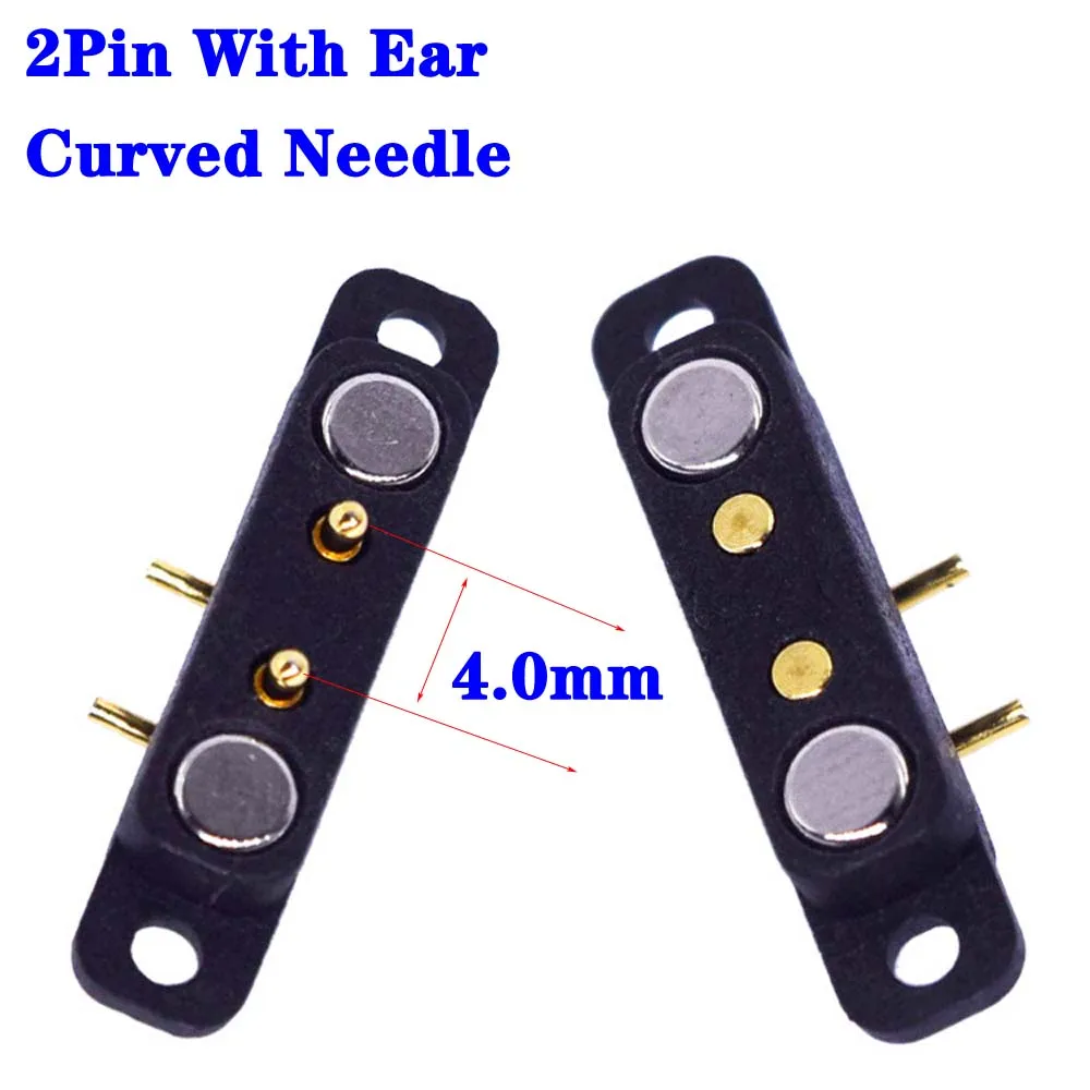 1 paire de connecteurs à broche Pogo magnétique DC à aiguille incurvée 2A 2 broches/10 broches avec oreilles Pogopin mâle femelle, prise de courant DC à ressort