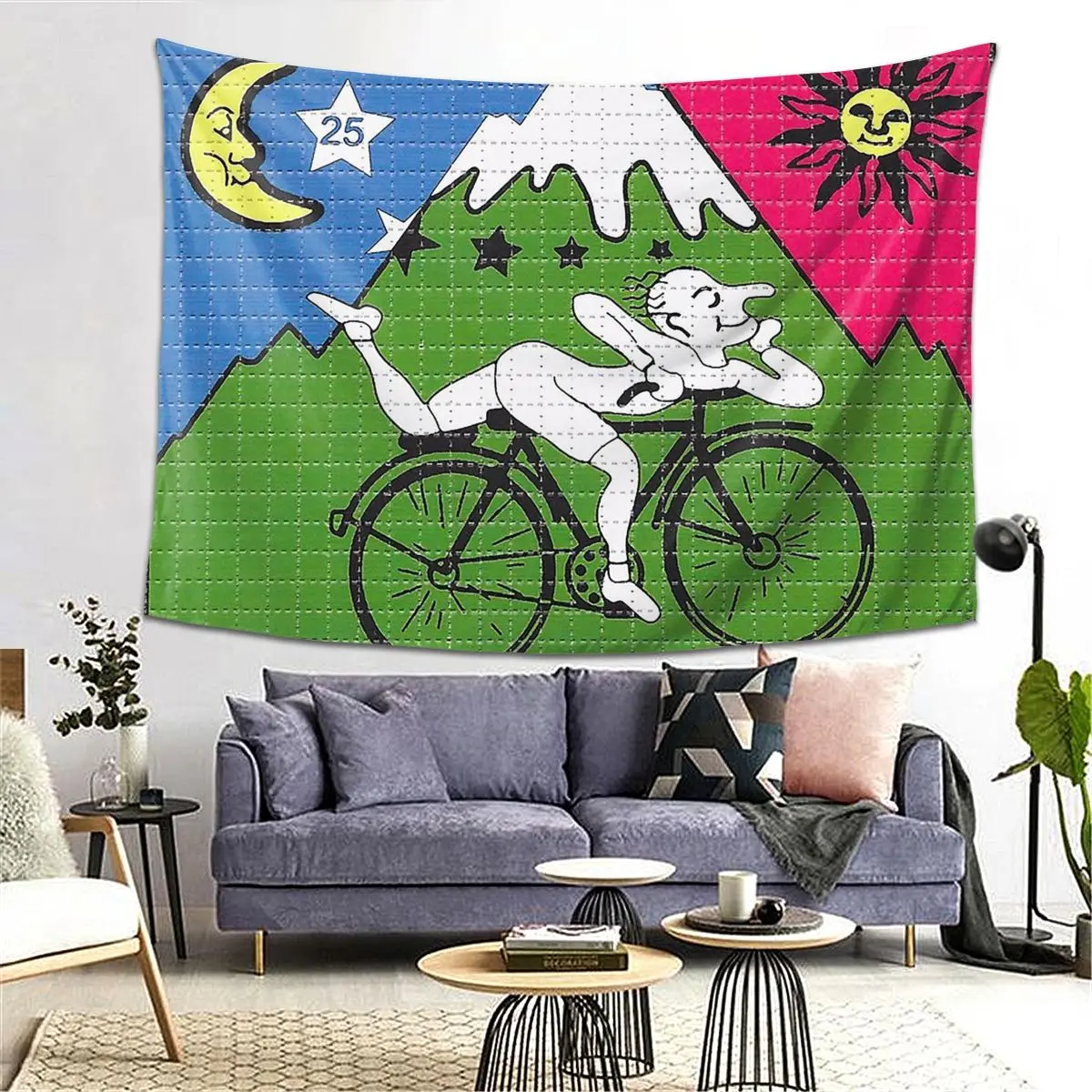 LSD - Albert Hofmann - Bicycle Day Tapestry Decoration Art Aesthetic Tapestries Living Room Bedroom Home Wall Cloth Wall Hanging