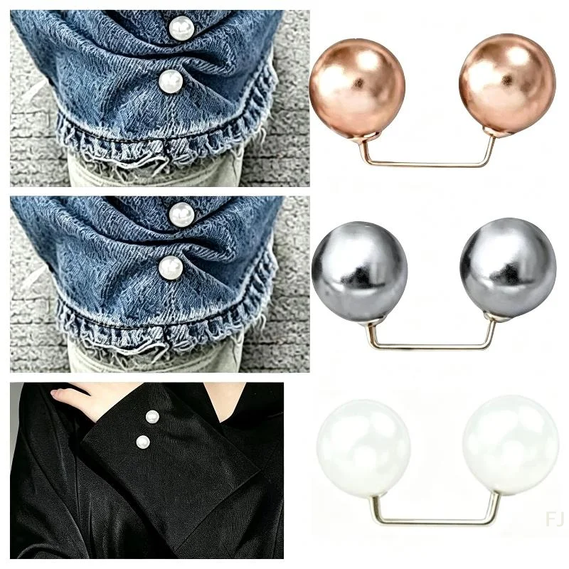 [YU]2Pcs Pearl Sleeve Clips No Sew Non Slip Hold Perfect For Shortening Long Sleeves Women Daily Office Casual Outfits