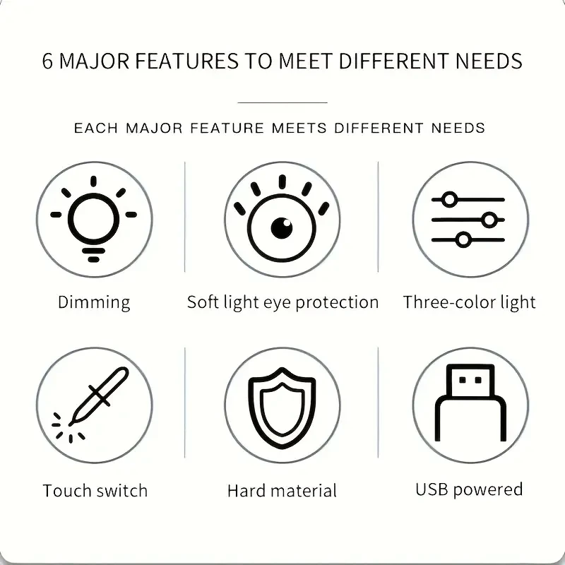 Recarregável LED sem fio Desk Light com Touch Sensor, Night Light, adequado para várias cenas, 1, 3 cores