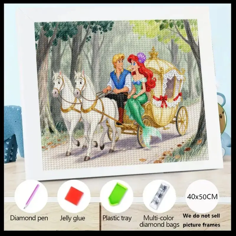 

Горячий! 1 шт. 5D DIY полный дрель набор для алмазной живописи-очаровательный Ариэль и принц Эрик Королевская карета сказочная сцена, романтический принц