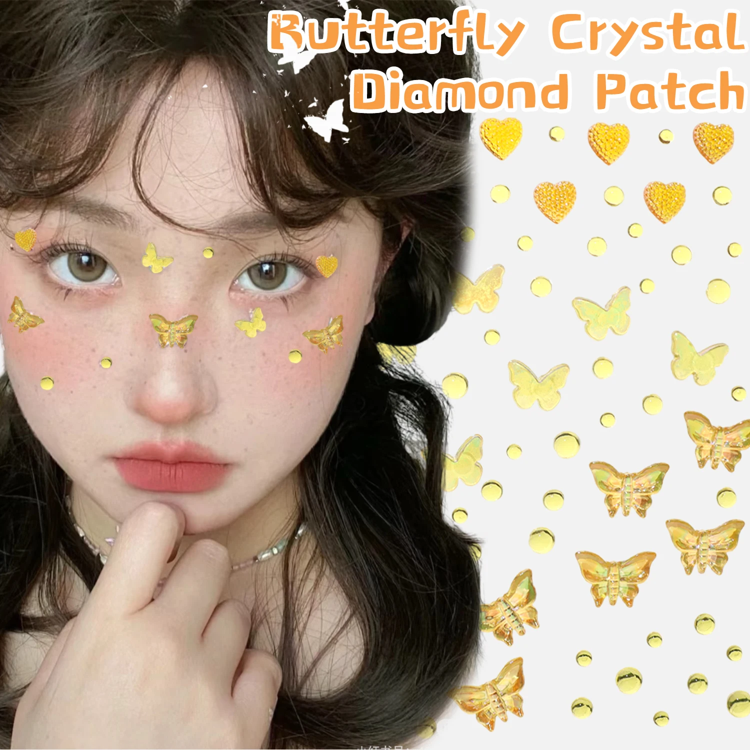 Aurora Butterfly Face Sticker Hearts Rhinestone Acrylic Diamond Self Adhesive Jewelry Stickers Festival Face Makeup Decoration