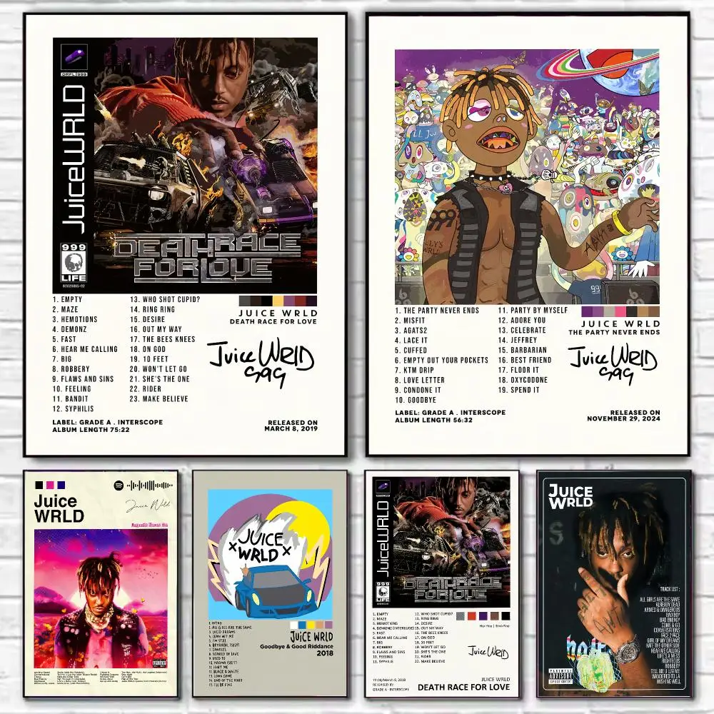 Hip-Hop Juice WRLD Poster HD Art Decorative Wall Art Waterproof Home Décor for Living Room Bedroom Café Stylish Gift