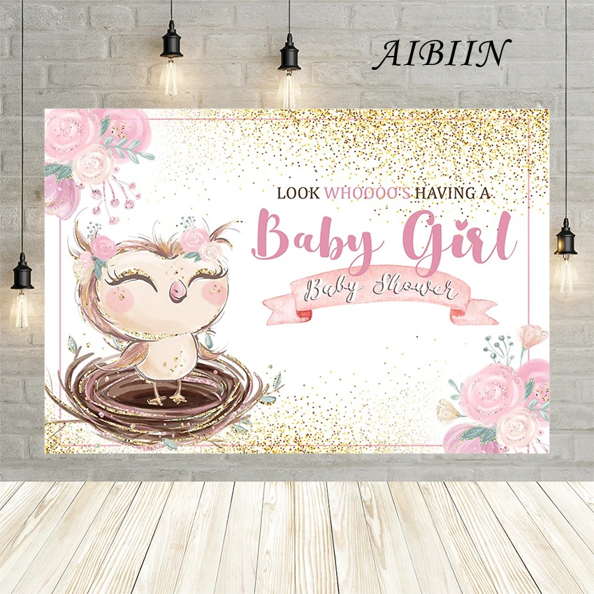 

AIBIIN Gender Reveal Background Customized This is a girl Celebrate Newborn Party Photography Backdrop decorations