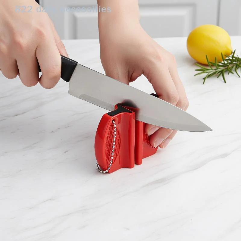 Mini Dual-sided Knife Sharpener Food Grade Material Safe Portable Sharpening Tool for Kitchen Outdoor Barbecue Fishing Use