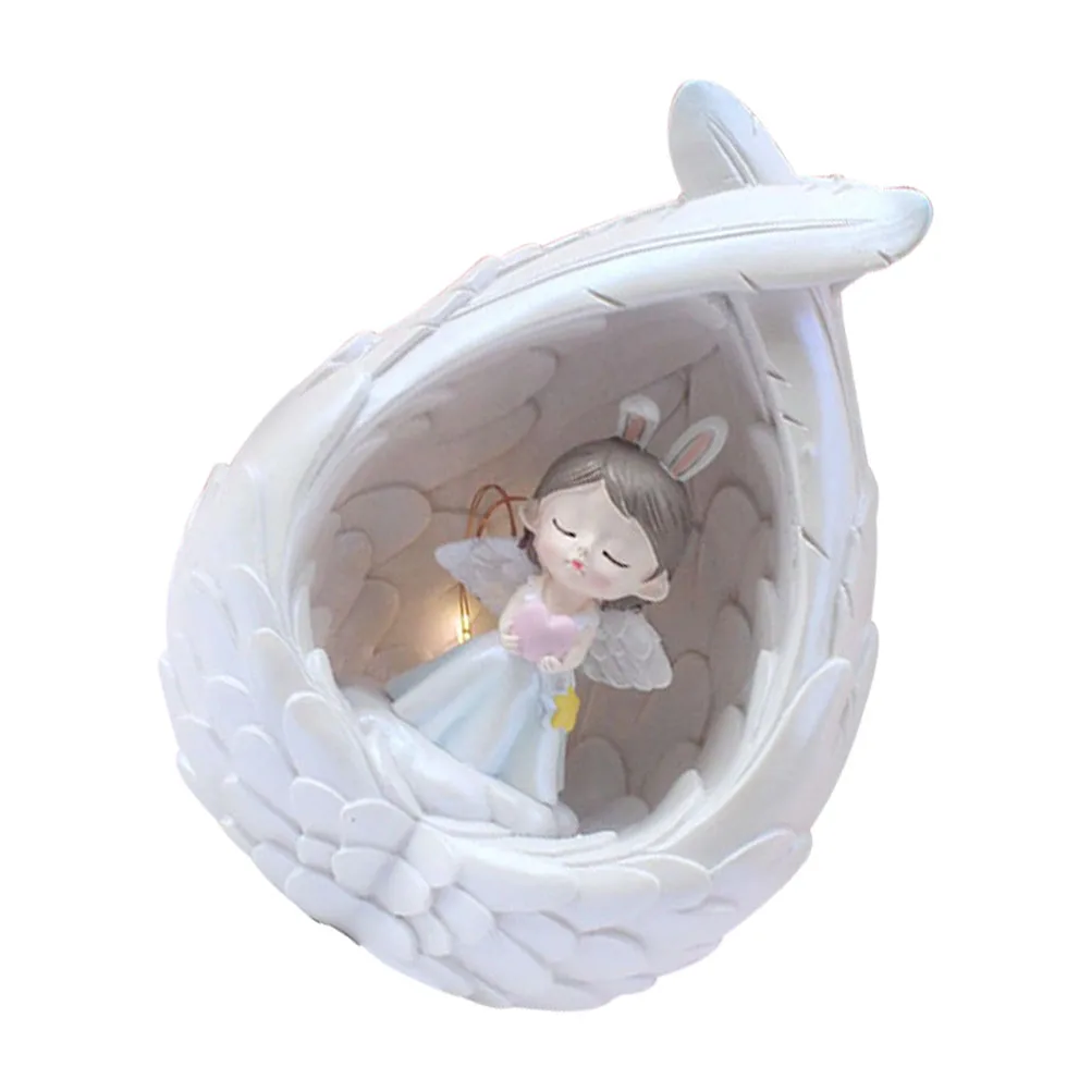 

Angel Shape Resin Night Light Adorable Cartoon Lamp for Bedroom Atmosphere Creative Decor Small Desktop Heart Lamp