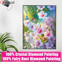 2024 New Full Fairy Dust Diamond Painting Flower Butterfly Crystal Drill Mosaic Embroidery Animal Handmade Gift Wall Decoration