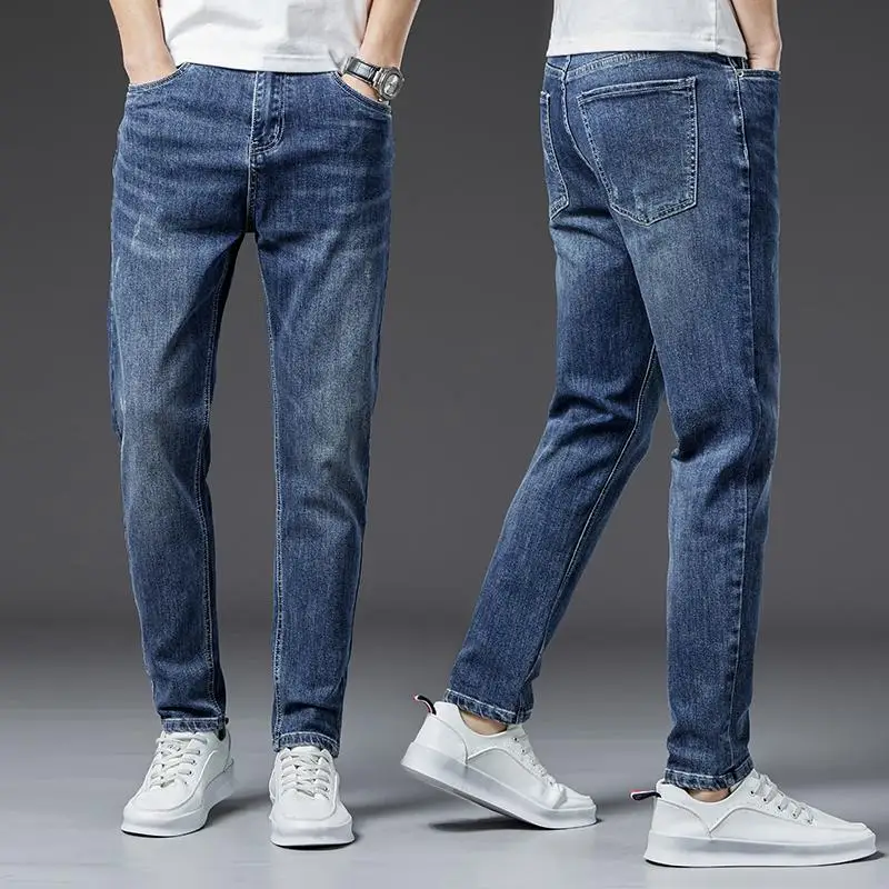 

2024 Spring and Autumn New Simple Fashion Trend Solid Color Stretch Jeans Men's Business Casual Slim Comfortable Pants 28-38