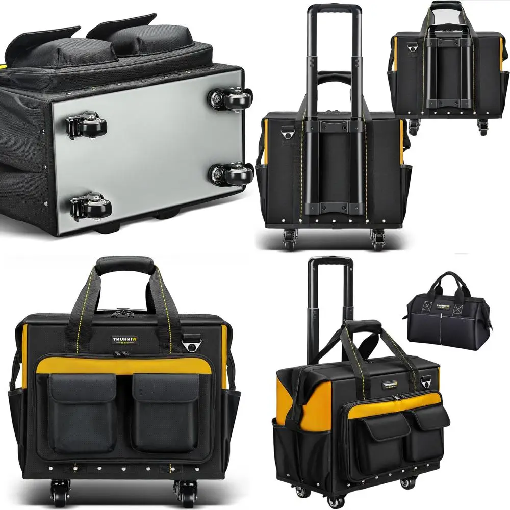 

Portable Heavy-Duty Rolling Tool Bag with 4 Swivel Wheels, Steel Base, Waterproof Design