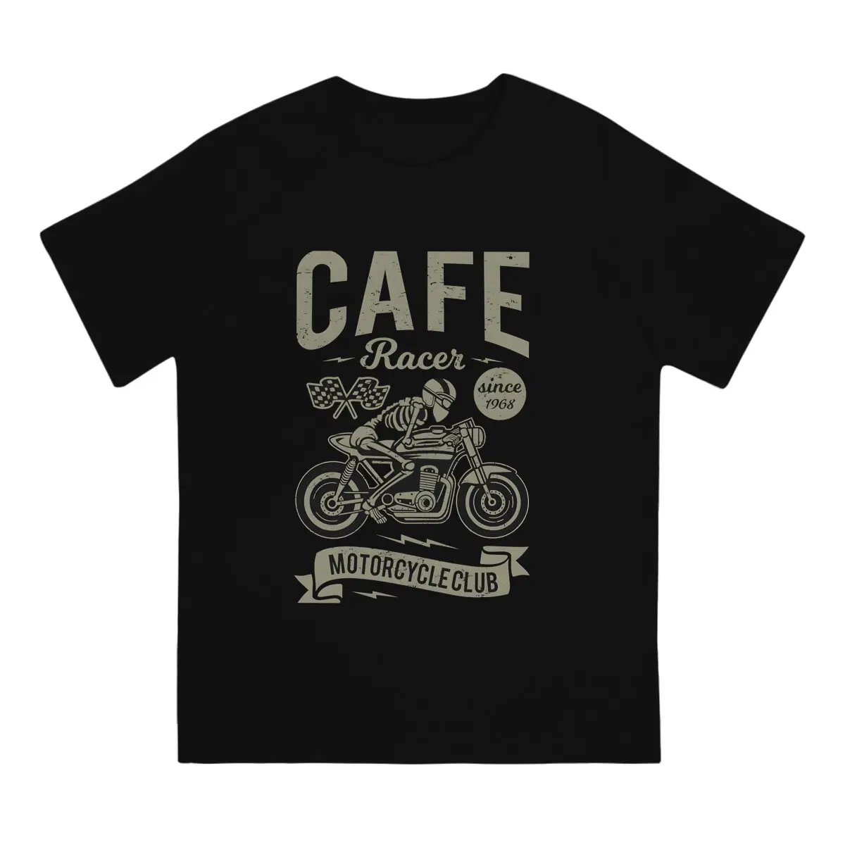 Speed Motorcycle T Shirt for Men Pure Cotton Leisure T-Shirts Crew Neck Cafe Racer Tee Shirt Short Sleeve Tops Printed