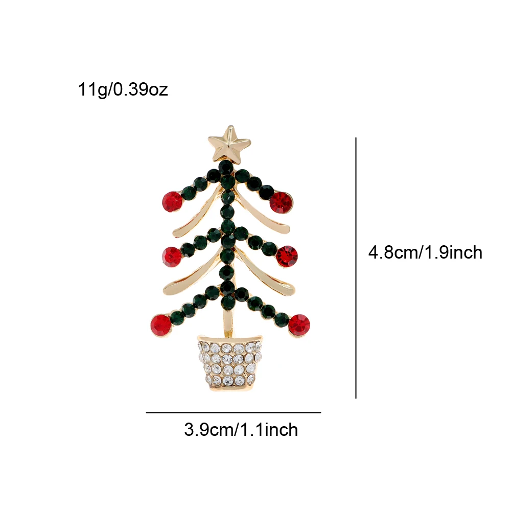 CINDY XIANG Green And Red Color Rhinestone Christmas Tree Brooch Fashion New Winter Pin Festivel Ornament High Quality