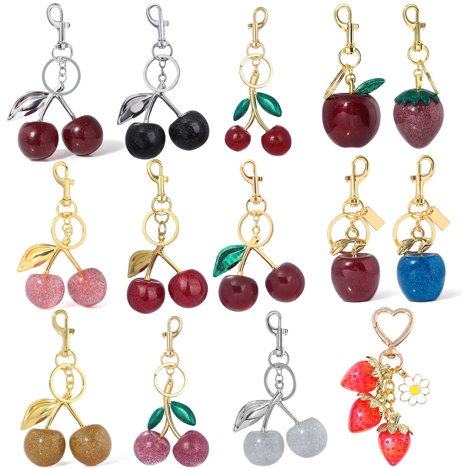Fashion Delicious Red Cherry Keychain Summer Fruits Cherries Pendant Keyring For Women Men Jewelry Bag Accessories Gift