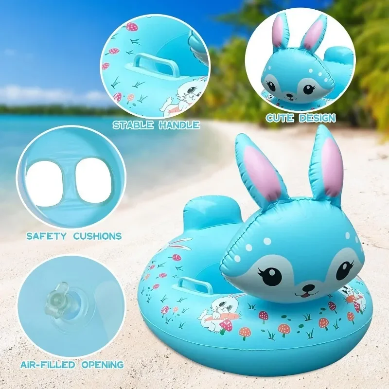 Summer Outdoor Swimming Ring Fragrant Rabbit Inflatable Pool Toy for Boy Girl PVC Inflatable Floating Seat with Handle Water Toy