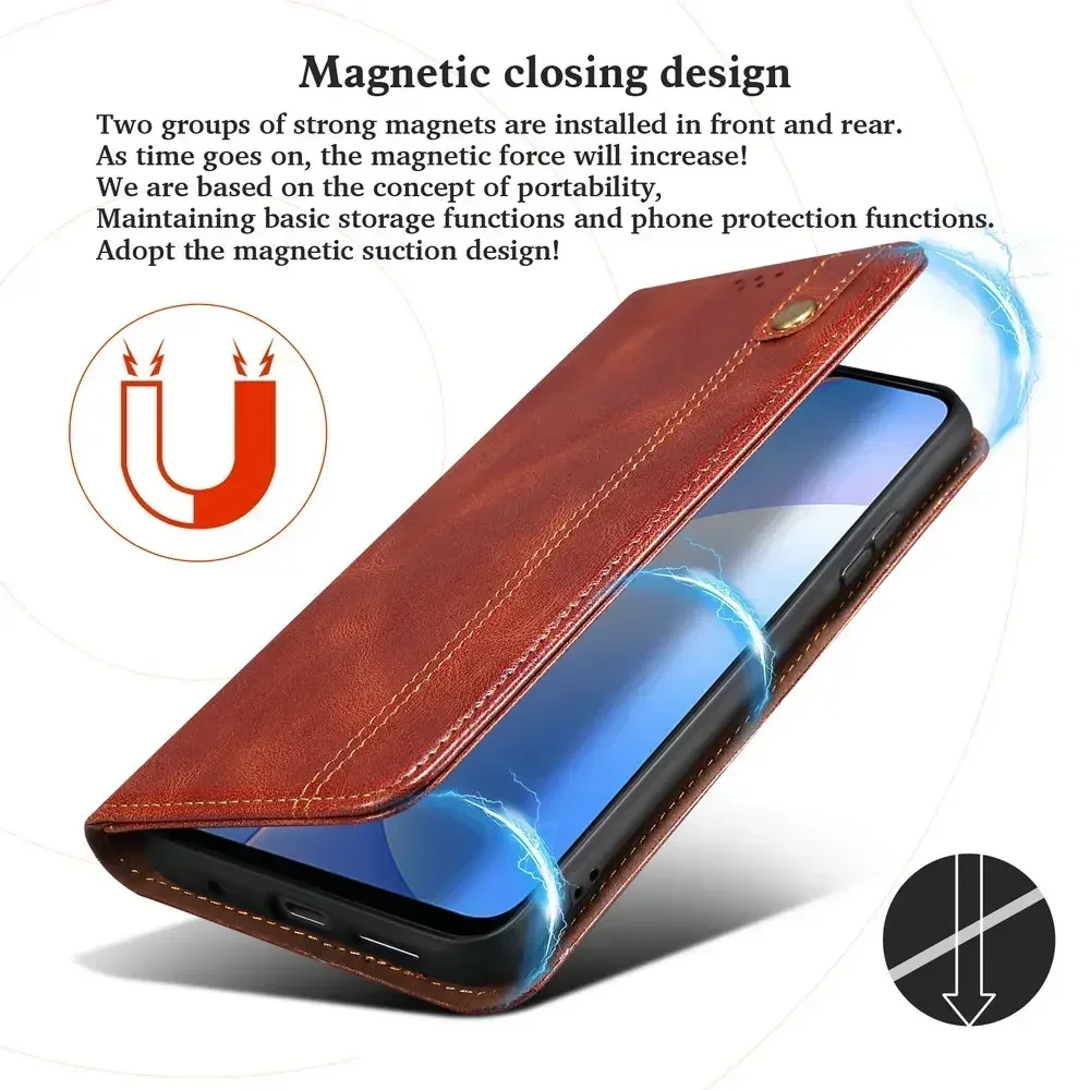 For Poco X7 X6 Pro F6 X5 F5 F 7 Ultra Luxury Case Leather Wallet Book Xiaomi Poco F7 Pro M6 X4 X3 NFC F4 M3 M5s C65 Magnet Cover