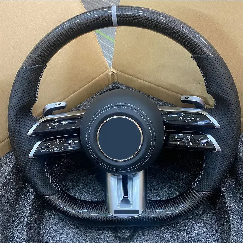 Car Steering Wheel Fit for Mercedes  W211 W213 W205 W212 W204 W447 Carbon Fiber Steering Wheel Perforated Leather