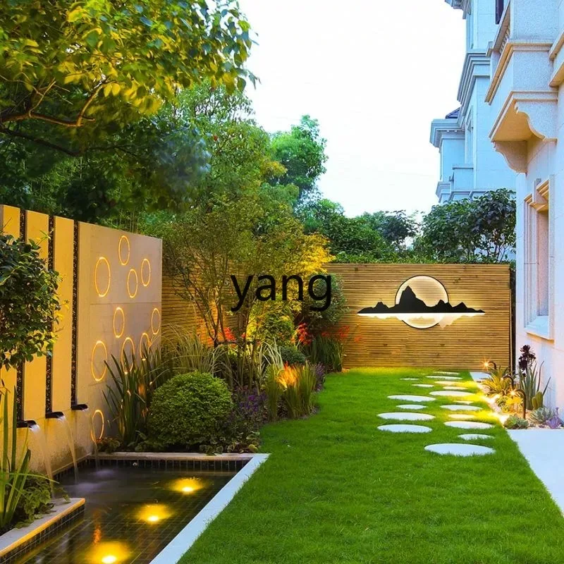 LMM outdoor waterfall flowing water landscape wall modern simple courtyard flowing water landscape fish pond background