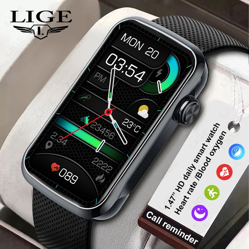 

LIGE New Fitness Smart Bracelet Android iOS Heart Rate Blood Oxygen Monitor Smart Watch Waterproof Activity Tracker Step Counter