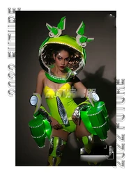 Stage Dance Space Astronaut LED Costume nightclub gogo performance clothes Women's fluorescent green technology Outfit