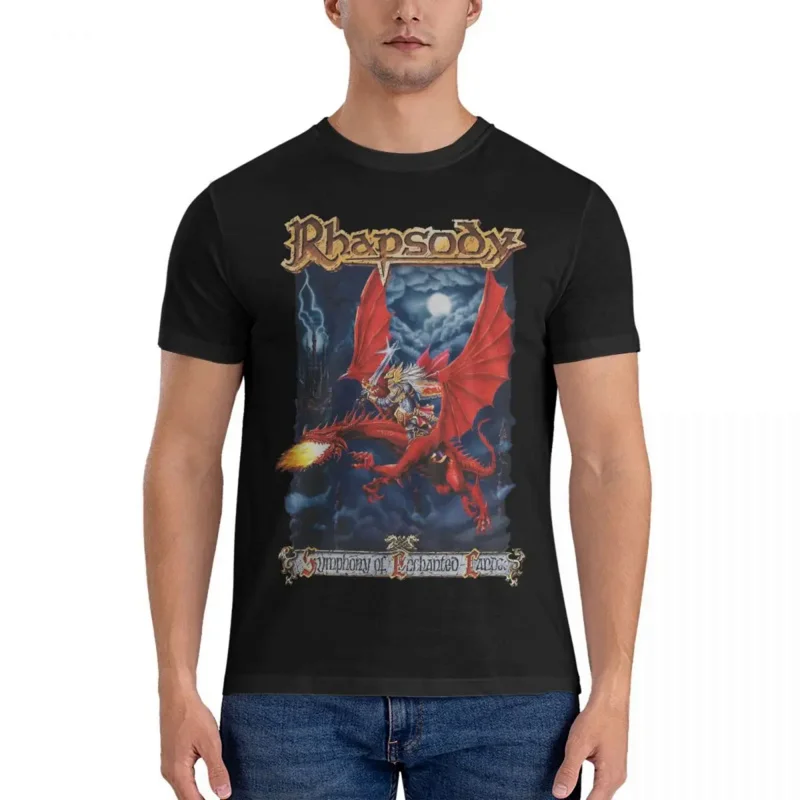 Men's T-Shirt Rhapsody Symphony Of Lands Awesome Pure Cotton Tee Shirt Short Sleeve S-SABATONS Band T Shirts Round Collar