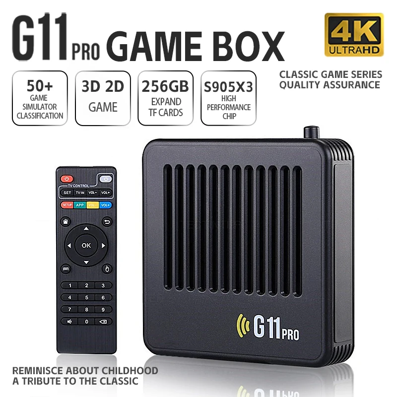 G11 Pro Game Box 4K HD TV Game Stick Video Game Console 128G Built in 40000+ Retro Games Portable Gaming Player Wireless Gamepad