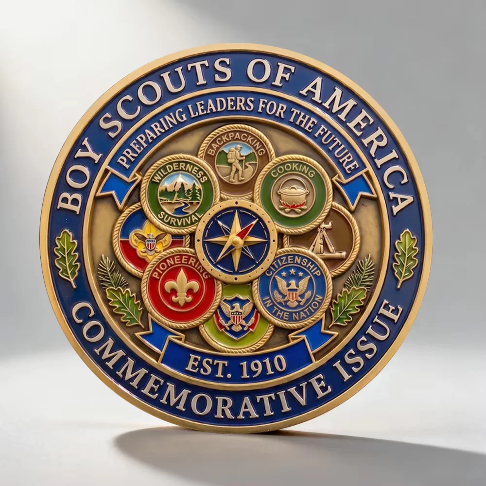 Boy Scouts of America Gold Plated Commemorative Coin 1910 Vintage Collectible Token Scout Souvenir Coin Keepsake Gift