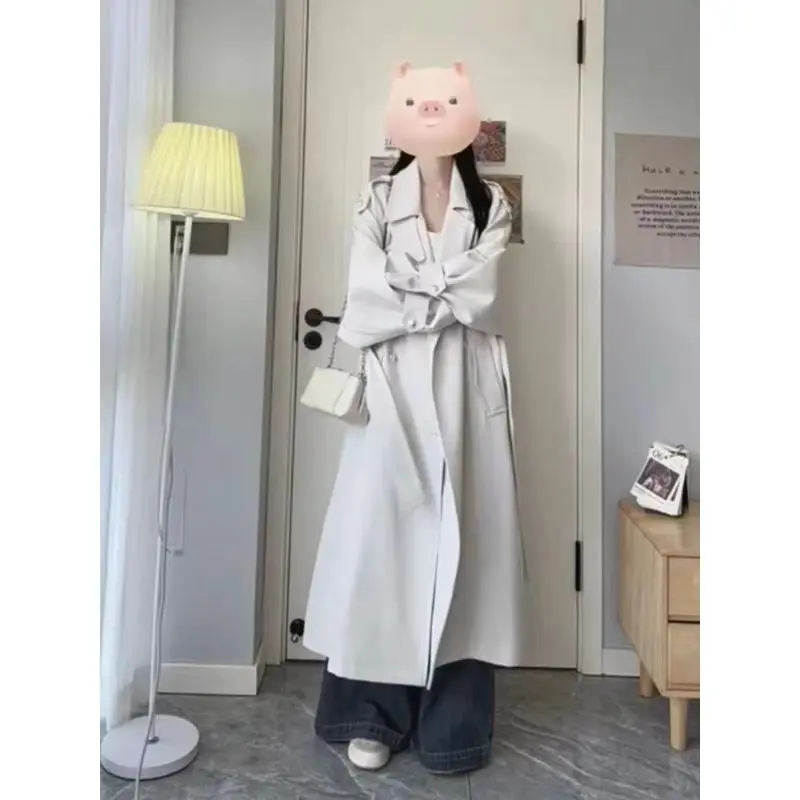 

American Style Fashionable Trench Coat for Women in The Spring and Autumn of 2025 New High-end and Elegant Mid Length Coat
