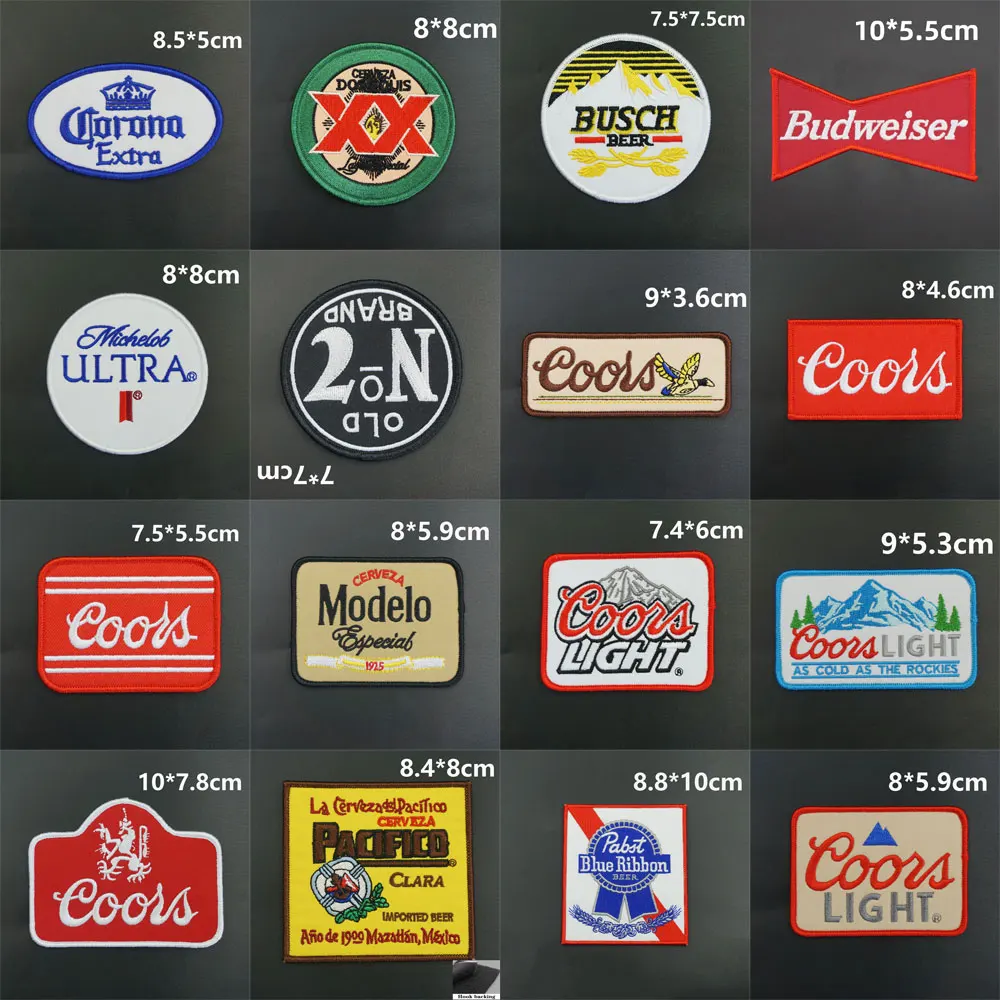 

Beer embroidered patches with hook backing