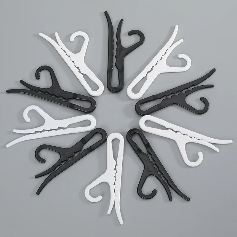 20pcs Plastic non slip sock hanger clip, black slide on style toothed packaging sock hooks antiskid with teeth clothes clips