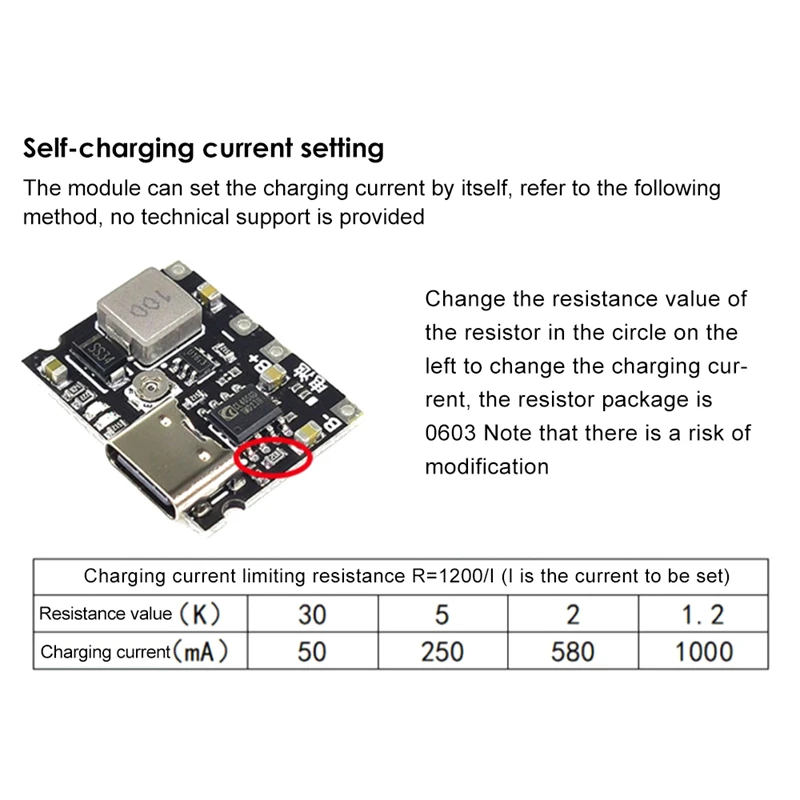 1-5 Stück Typ-C USB 3,7V 4,2V 1A 5W Lithium Li-Ionen 18650 Akku-Ladeplatine DC-DC Step-Up Boost Modul TP4056 DIY-Kit Teile – Detail 3