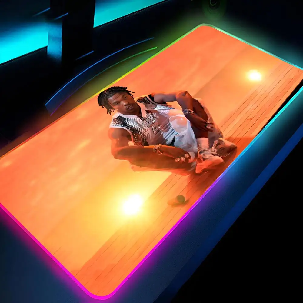 Lil Baby The Singer Mouse Pad Gamer RGB Deskmat Keyboard Mat Gaming Laptops LED Mousepad Desk Protector Anime Mause Mats