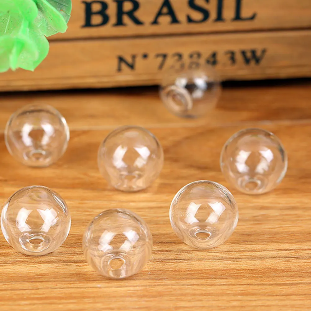 

100Pcs Hollow Glass Ball 16Mm Single Hole DIY Jewelry Accessories for Crafting Charms Keychain Sweater Chain Decorative Ornament