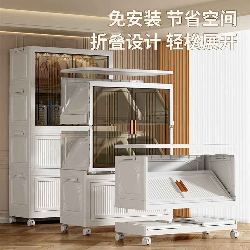 Foldable Multi-Tier Storage Cabinet for Home Use Book-Shaped Toy Organizer Portable No-Assembly Baby Wardrobe for for