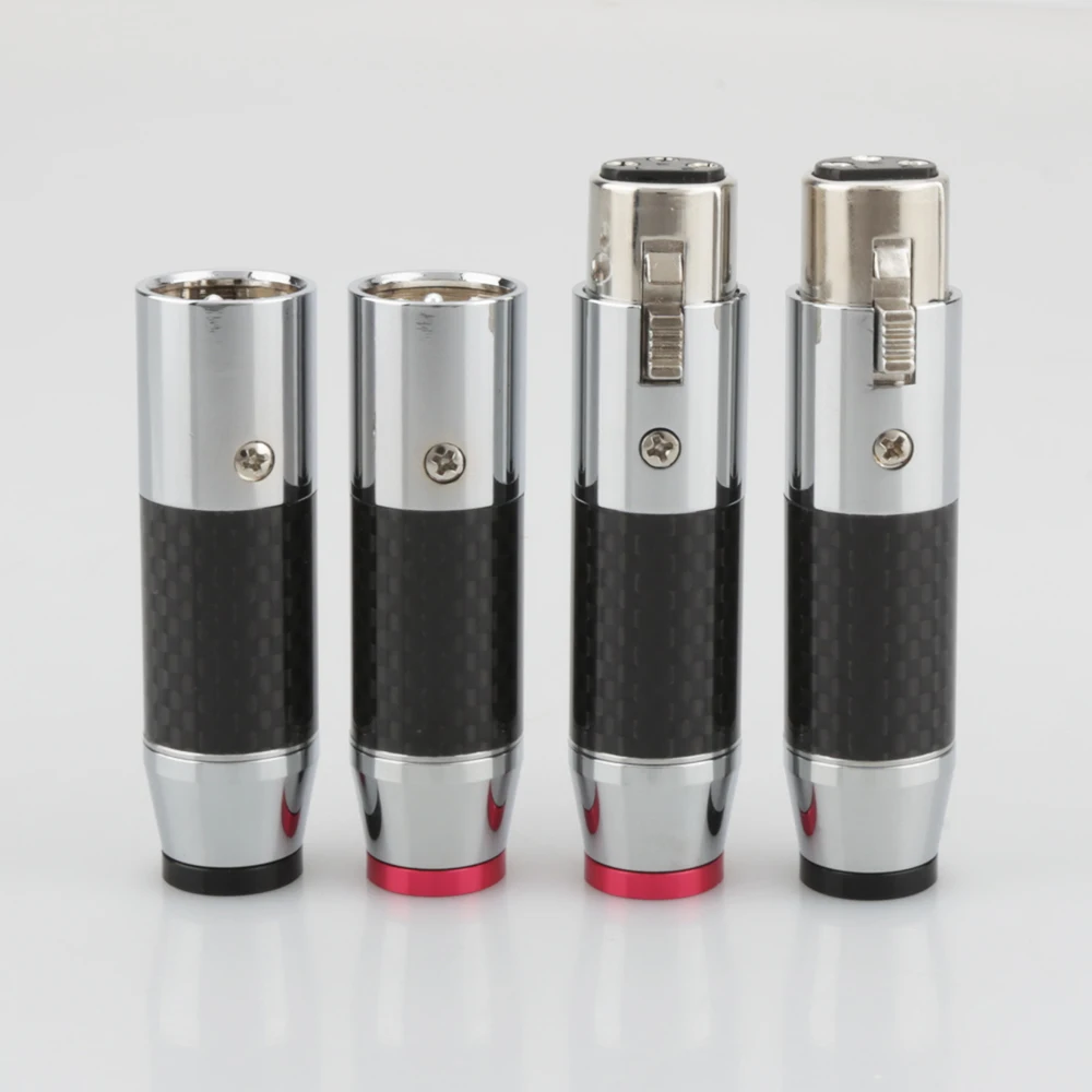 

4pcs XLR Plug Adapter 3 Pin Carbon Fiber Rhodium Plating High end Audio XLR Male Female Connectors Speakers Hifi AUX Jack Socket