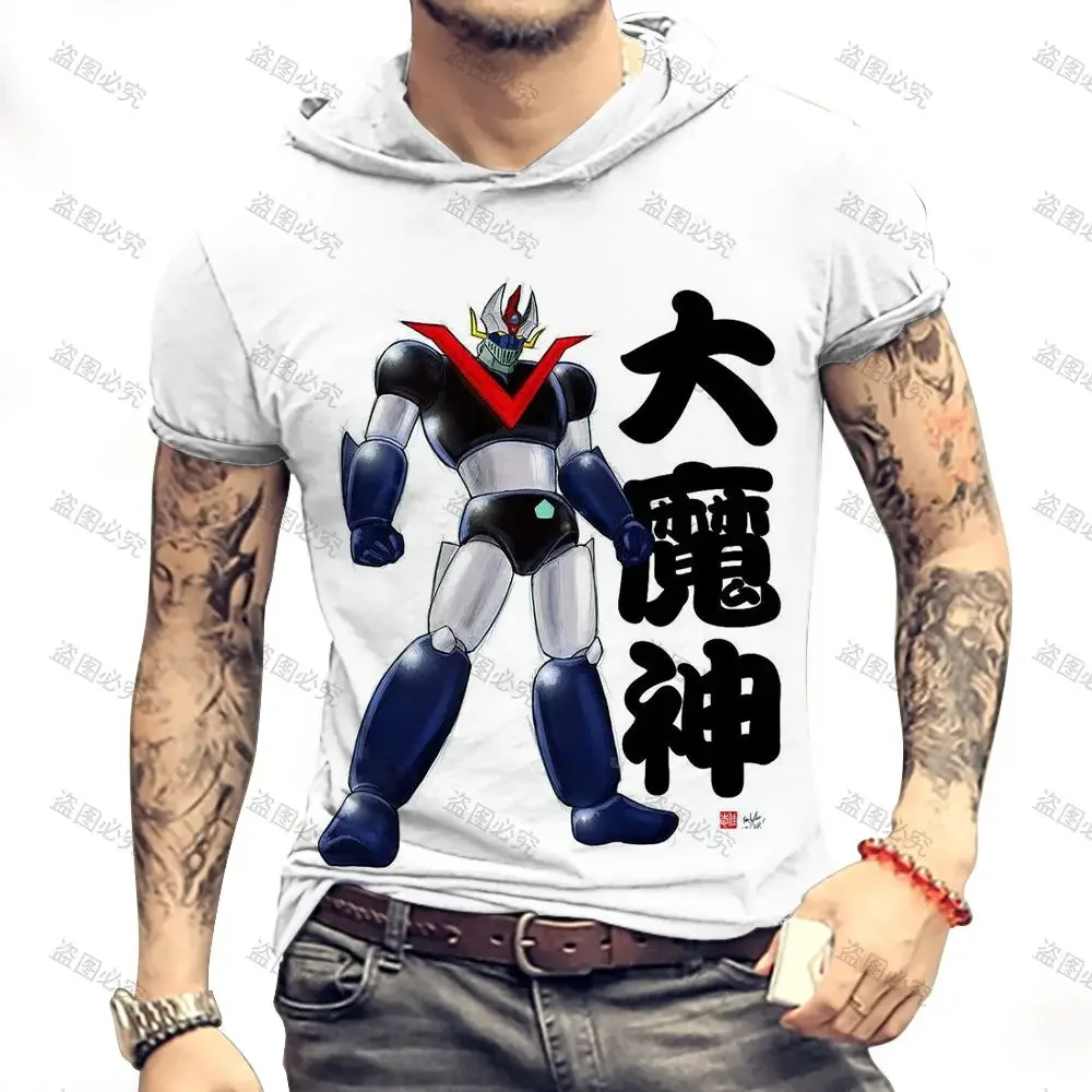 

Men's Hooded T-Shirt Mazinger Z Essentials Hip Hop Fashion Harajuku Style T-Shirt Streetwear Clothing Y2k 3XL Trend High Quality