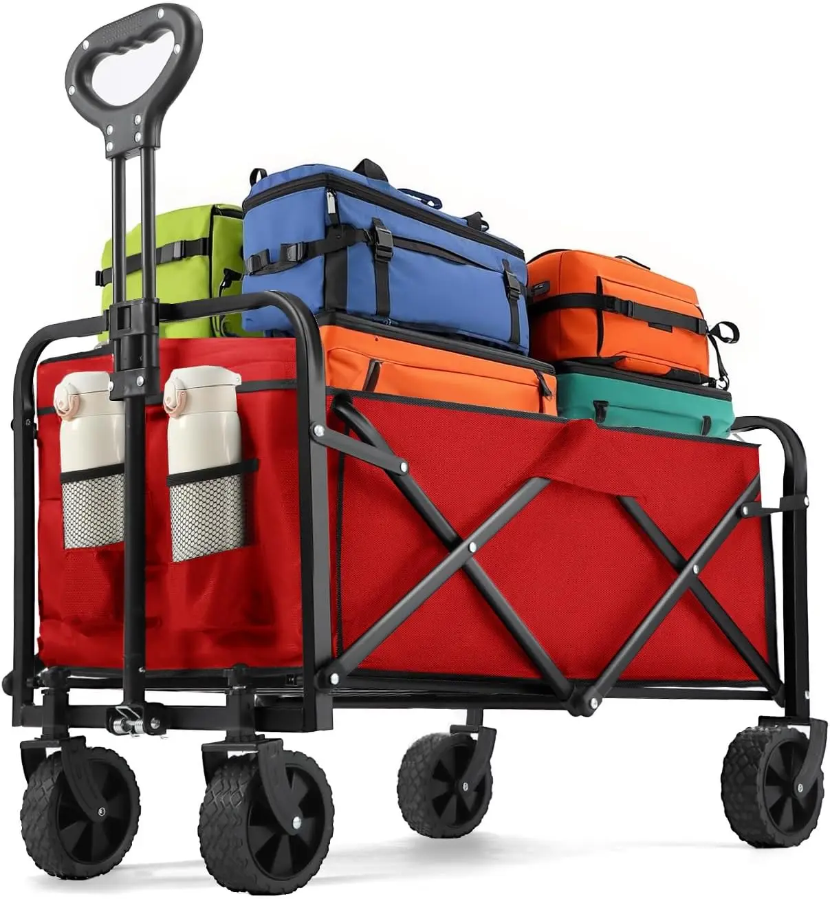 

Foldable Utility Wagon Cart with All-Terrain Wheels, 220 lbs Capacity, Portable for Shopping & Outdoor Activities