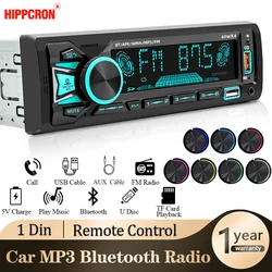 Hippcron 1Din Car Radio Stereo Bluetooth MP3 Player Autoradio 60Wx4 FM Receiver With Remote Control AUX/USB/TF Card In Dash Kit