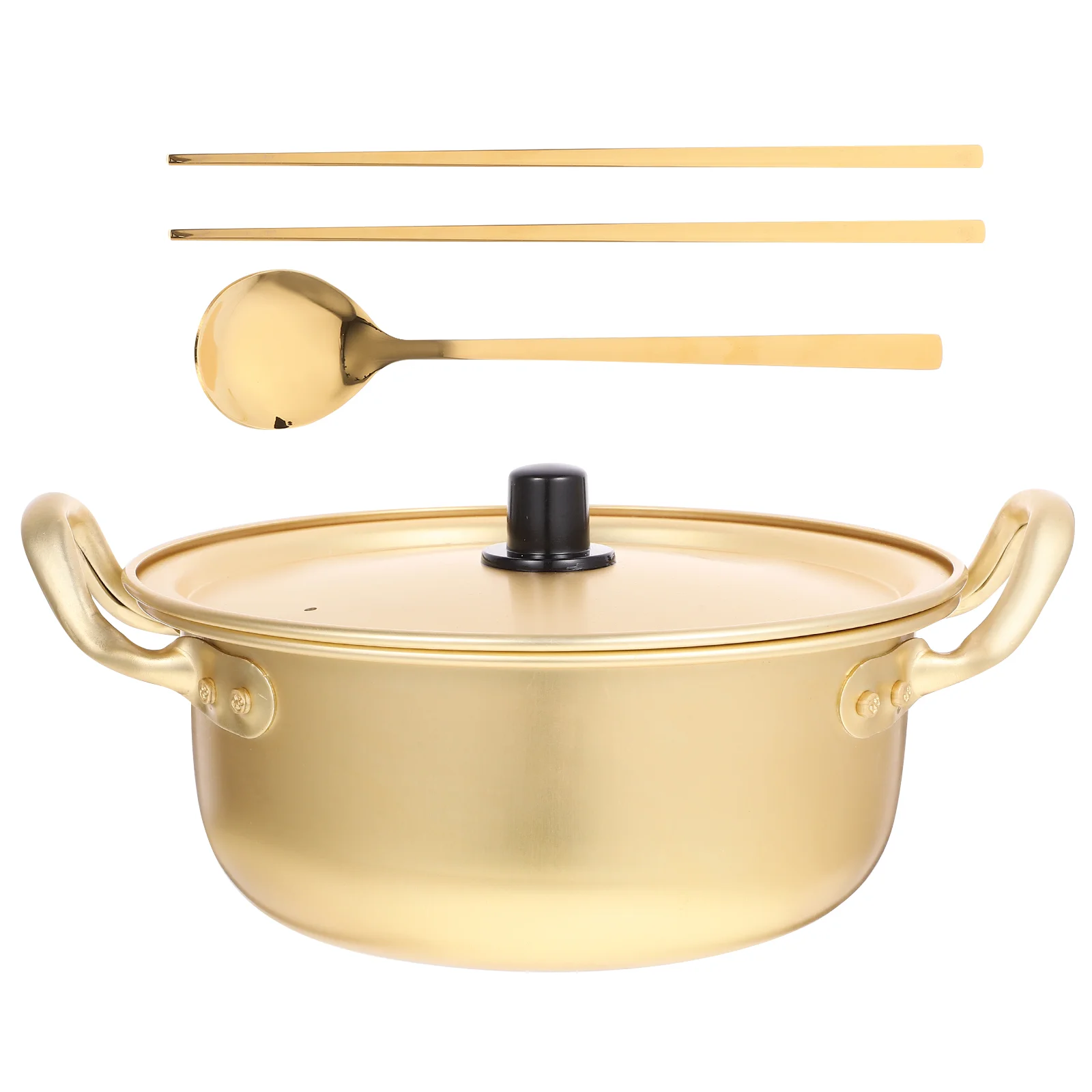 

Instant Noodle Pot Double Handled Griddle Pan Hot Cooking Household Cookware Aluminum Ramen Frying